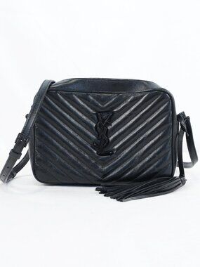 Saint Laurent Lou Camera Quilted Leather Shoulder Bag In Monochrome Black